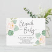 Succulents baby shower brunch meisje Uitnodiging (Staand voorkant)