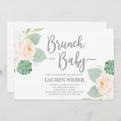 Succulents baby shower brunch meisje Uitnodiging (Voorkant / Achterkant)