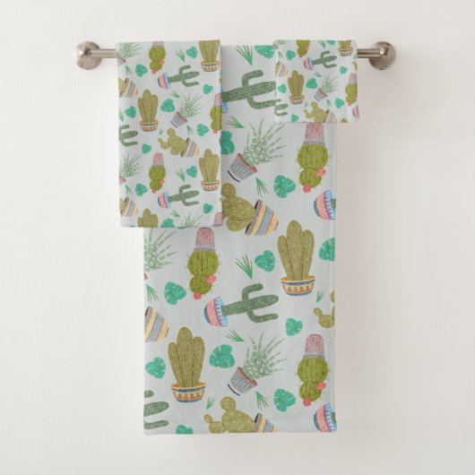 Succulents Bath Towel Set Bad Handdoek (Insitu)