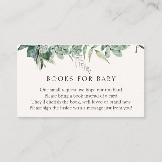 Succulents Books for Baby Enclosure Card Informatiekaartje (Voorkant)