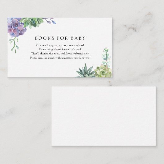 Succulents Books for Baby insert card Informatiekaartje (Voorkant / Achterkant)