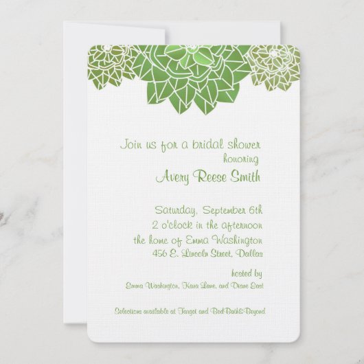 Succulents Bridal Shower Invitation Kaart (Voorkant)