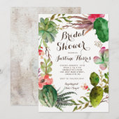 Succulents Cactus Shower-uitnodiging Kaart (Voorkant / Achterkant)