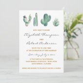 Succulents Cactus Wedding Modern Elegant Chic Kaart (Staand voorkant)