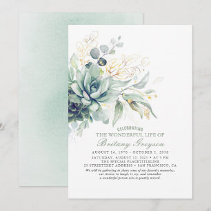 Succulents Celebration of Life Memorial Funeral Kaart