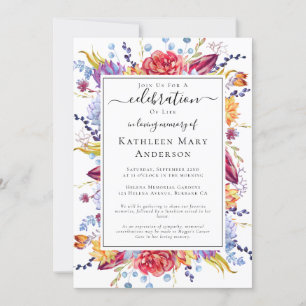 Succulents Celebration of Life Memorial Invitation Kaart