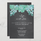 Succulents Chalkboard Sip and See - Gender Neutral Kaart (Voorkant / Achterkant)