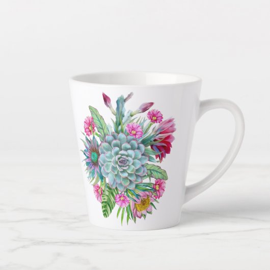 Succulents Echeveria Cactus Flowers Latte Mok (Rechts)