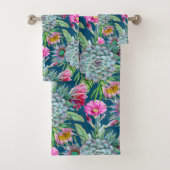 Succulents Echeveria Cactus Flowers Pattern Bad Handdoek (Insitu)