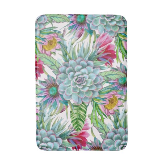 Succulents Echeveria Cactus Flowers Pattern Badmat (Voorkant Verticaal)