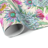 Succulents Echeveria Cactus Flowers Pattern Cadeaupapier (Rol Hoek)