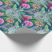 Succulents Echeveria Cactus Flowers Pattern Cadeaupapier (Hoek)