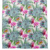 Succulents Echeveria Cactus Flowers Pattern Douchegordijn (Voorkant)