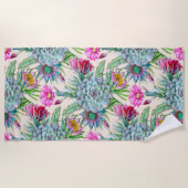 Succulents Echeveria Cactus Flowers Pattern Strandlaken (Voorkant)