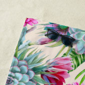 Succulents Echeveria Cactus Flowers Pattern Strandlaken (In situ)