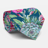 Succulents Echeveria Cactus Flowers Pattern Stropdas (Opgerold)