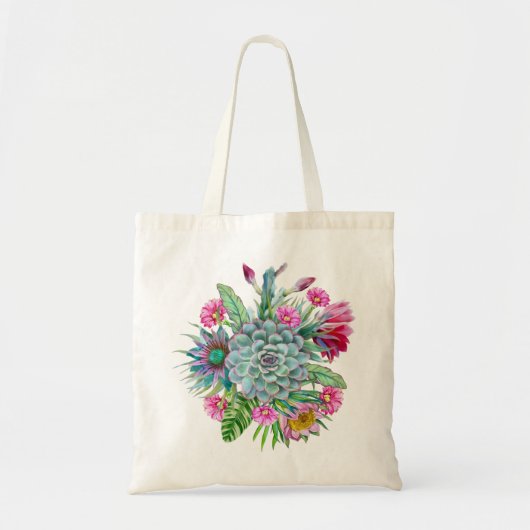 Succulents Echeveria Cactus Flowers Tote Bag (Voorkant)