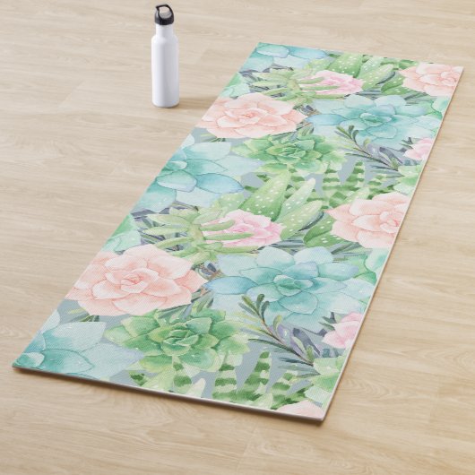 Succulents Floral Pattern Yogamat (In situ)