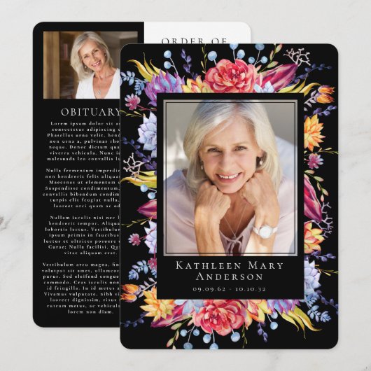Succulents Floral Photo Memorial Service Programmakaart (Voorkant / Achterkant)