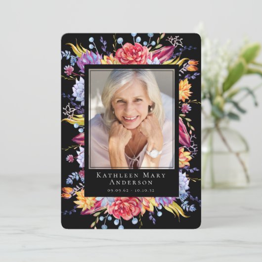 Succulents Floral Photo Memorial Service Programmakaart (Staand voorkant)