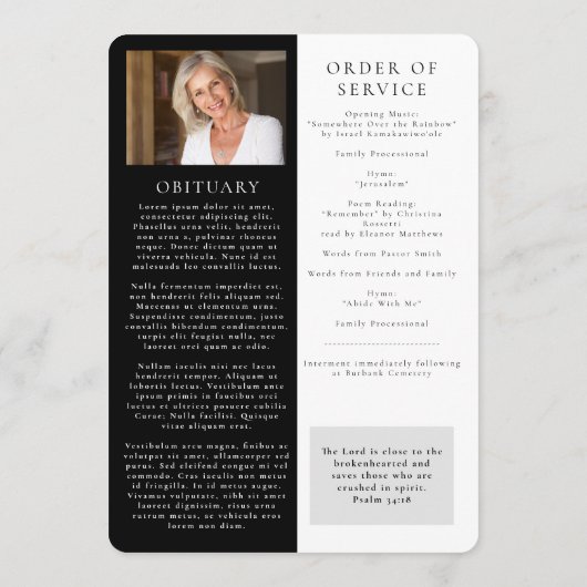 Succulents Floral Photo Memorial Service Programmakaart (Achterkant)