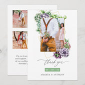 Succulents Geometric Wedding Photo Collage Bedankkaart (Voorkant / Achterkant)