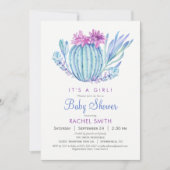 Succulents Girl Baby shower Invitation Kaart (Voorkant)