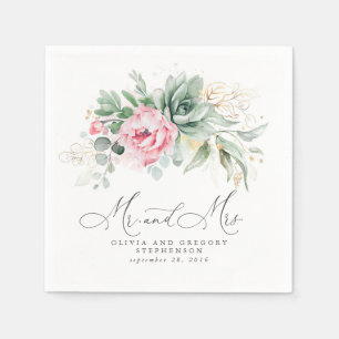 Succulents Gold Greenery and Pink Flowers Wedding Servet