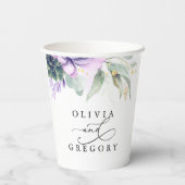 Succulents Gold Greenery Elegant Modern Wedding Pa Papieren Bekers (Achterkant)