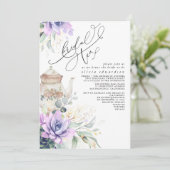 Succulents Gold Greenery Vrijgezellenfeest Tea Par Kaart (Staand voorkant)