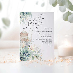 Succulents Gold Greenery Vrijgezellenfeest Tea Par Kaart