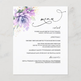 Succulents Gold Greenery Wedding Menu