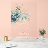 Succulents Gold Leaves Greenery Wedding Welcome Acryl Bord (Huwelijk)