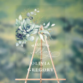 Succulents Gold Leaves Greenery Wedding Welcome Acryl Bord (Neutraal)