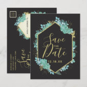 Succulents Gold Lijst Elke kleur Save the Date Aankondigingskaart (Voorkant / Achterkant)