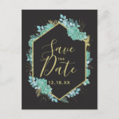 Succulents Gold Lijst Elke kleur Save the Date Aankondigingskaart (Voorkant)