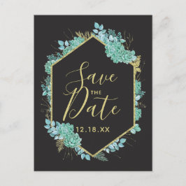 Succulents Gold Lijst Elke kleur Save the Date Aankondigingskaart