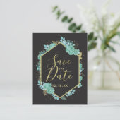 Succulents Gold Lijst Elke kleur Save the Date Aankondigingskaart (Staand voorkant)