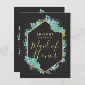 Succulents Gold Lijst zal je mijn bruidsmeisje zij Kaart (Voorkant / Achterkant)