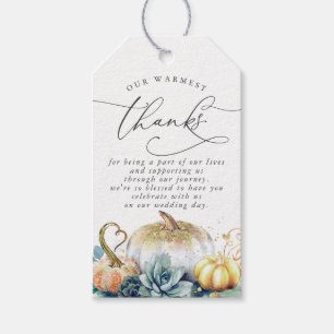 Succulents Greenery and Gold Pumpkins Herfst Bedan Cadeaulabel