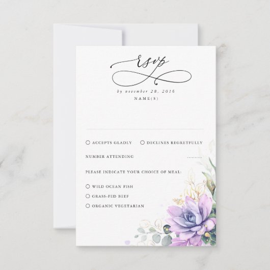 Succulents Greenery and Gold Wedding RSVP (Voorkant)