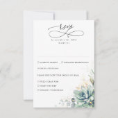 Succulents Greenery and Gold Wedding RSVP Kaartje (Voorkant)