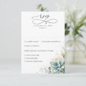 Succulents Greenery and Gold Wedding RSVP Kaartje (Staand voorkant)