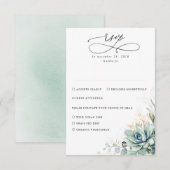 Succulents Greenery and Gold Wedding RSVP Kaartje (Voorkant / Achterkant)