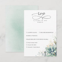 Succulents Greenery and Gold Wedding RSVP