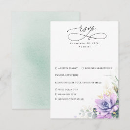 Succulents Greenery and Gold Wedding RSVP Kaartje