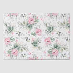 Succulents Greenery and Pink Flowers Botanical Tissuepapier