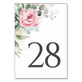 Succulents Greenery and Pink Flowers Table Number Kaart (Achterkant)