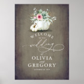 Succulents Greenery and Pumpkins Wedding Welcome Poster (Voorkant)
