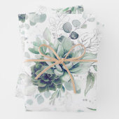 Succulents Greenery and Silver Eucalyptus Leaves Inpakpapier Vel (In situ)